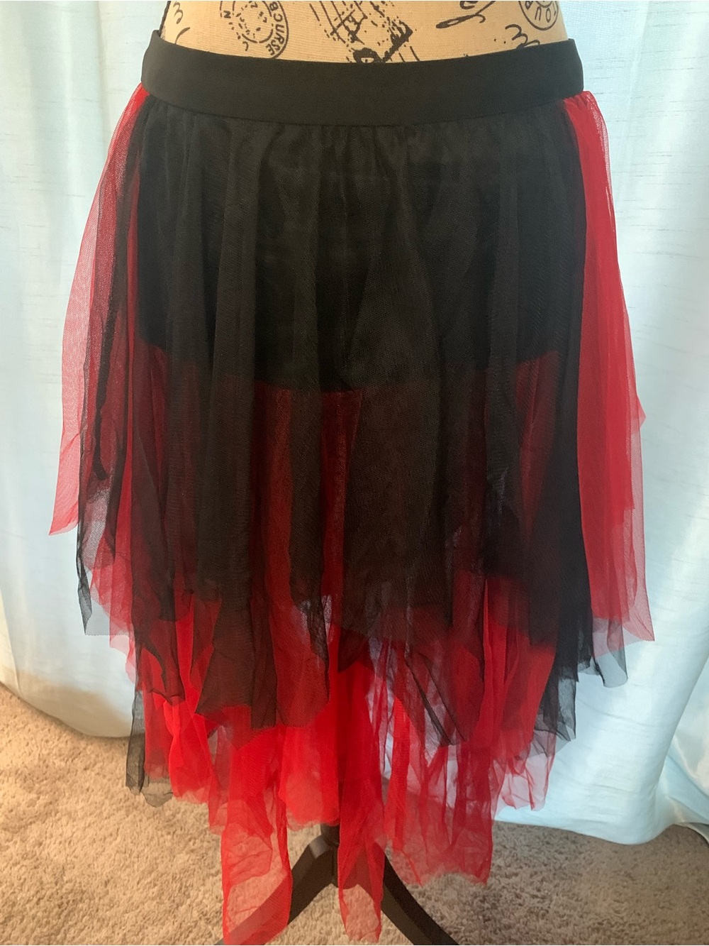 Black & Red Layered Tulle Skirt - Women